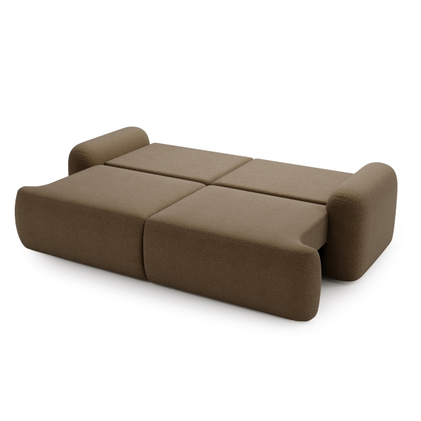 NOWOCZESNA KANAPA SOFA AGAT W BRĄZOWEJ TKANINIE BARANEK - FUNKCJA SPANIA